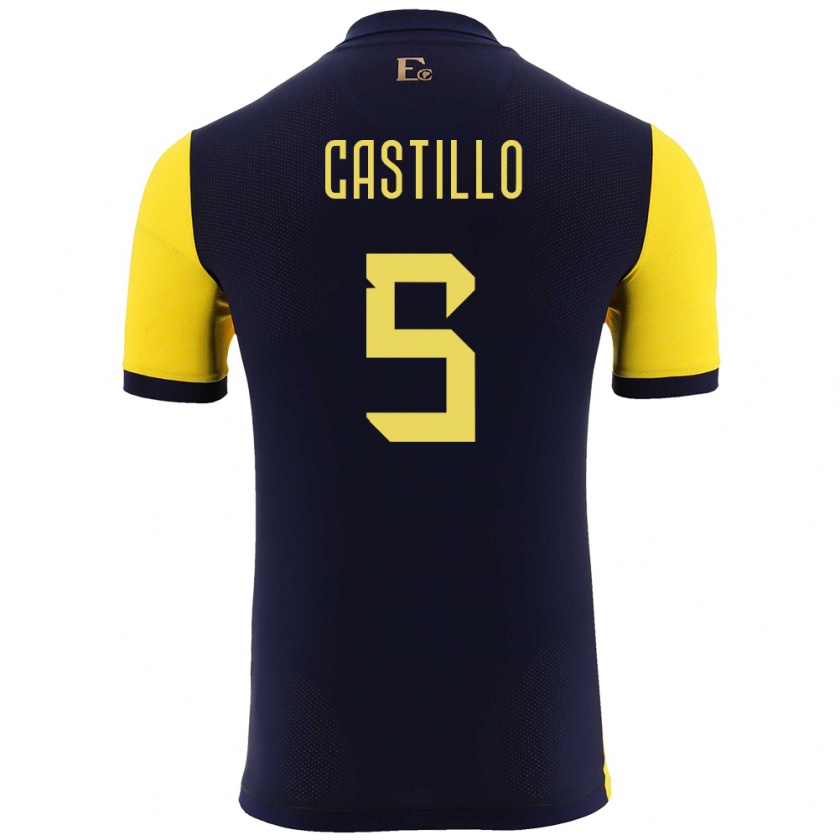 Kandiny Kinderen Ecuador Denil Castillo #5 Geel Thuisshirt Thuistenue 24-26 T-Shirt België