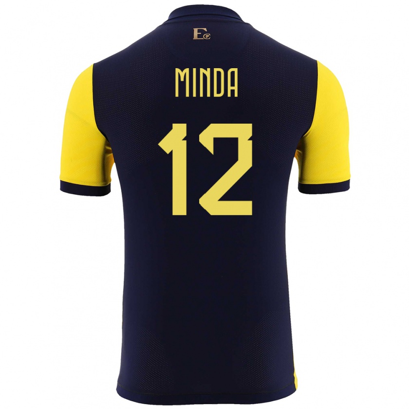 KandinyキッズエクアドルEthan Minda#12黄ホームシャツ24-26ジャージーユニフォーム