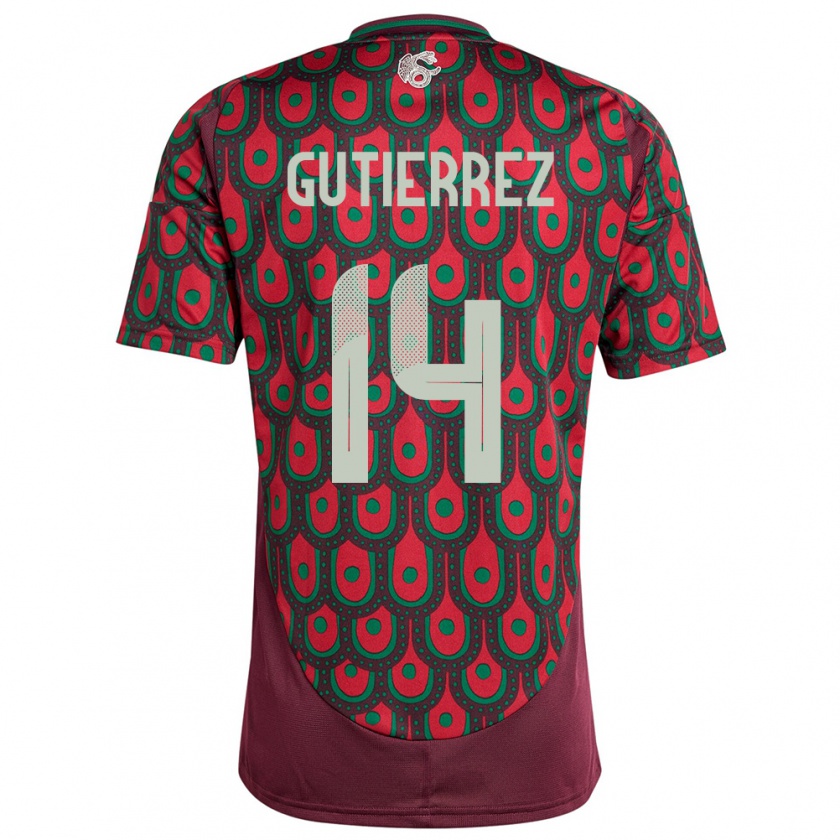 Kandiny Kinderen Mexico Erick Gutierrez #14 Kastanjebruin Thuisshirt Thuistenue 24-26 T-Shirt