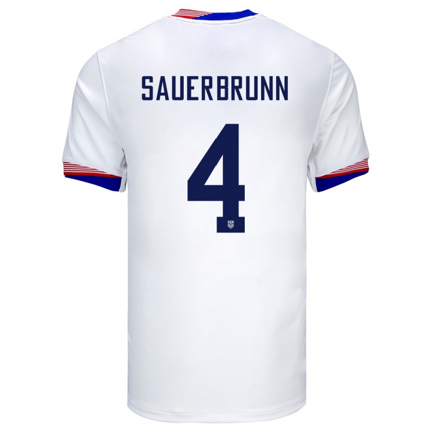 Kandiny Kinder Vereinigte Staaten Becky Sauerbrunn #4 Weiß Heimtrikot Trikot 24-26 T-Shirt Österreich