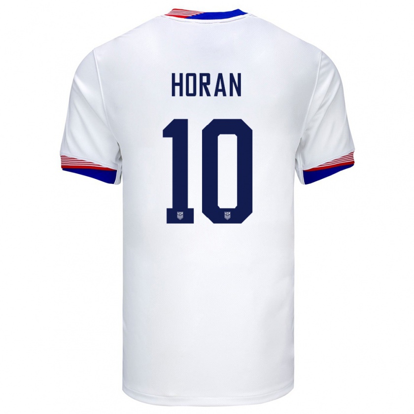 Kandiny Bambino Maglia Stati Uniti Lindsey Horan #10 Bianco Kit Gara Home 24-26 Maglietta