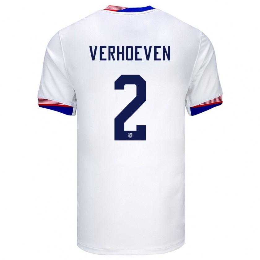 Kandiny Kinderen Verenigde Staten Oscar Verhoeven #2 Wit Thuisshirt Thuistenue 24-26 T-Shirt