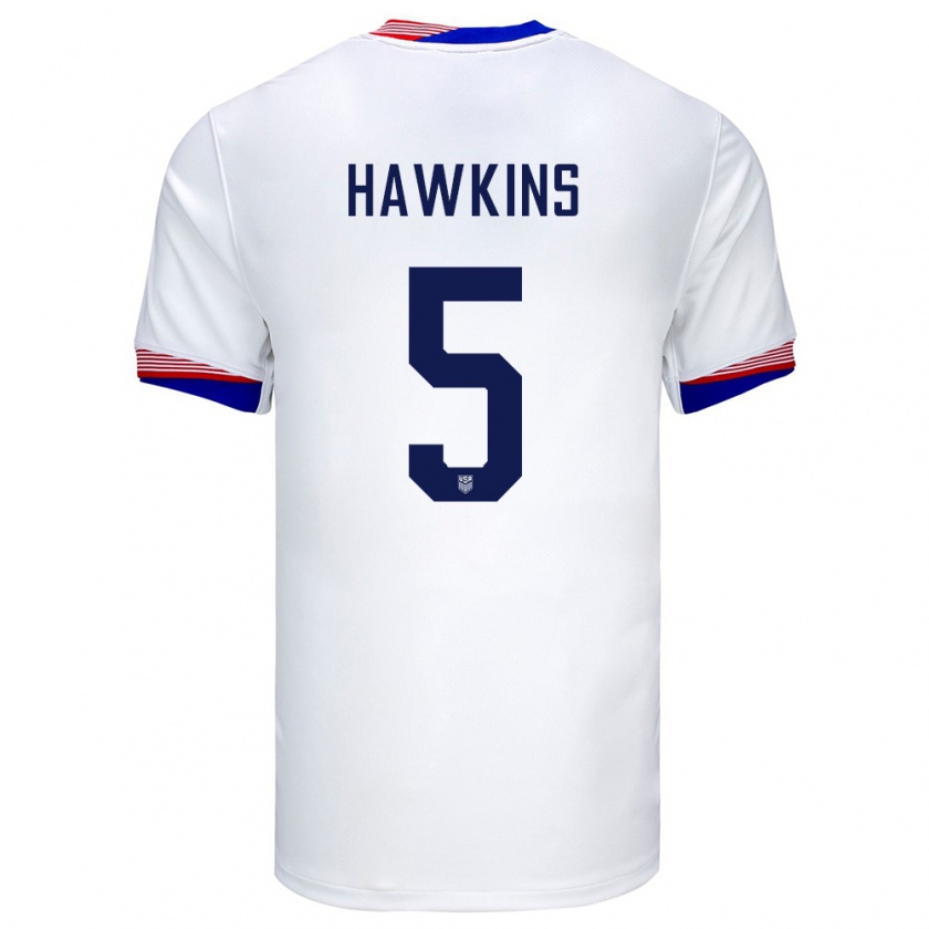 Kandiny Kinderen Verenigde Staten Stuart Hawkins #5 Wit Thuisshirt Thuistenue 24-26 T-Shirt