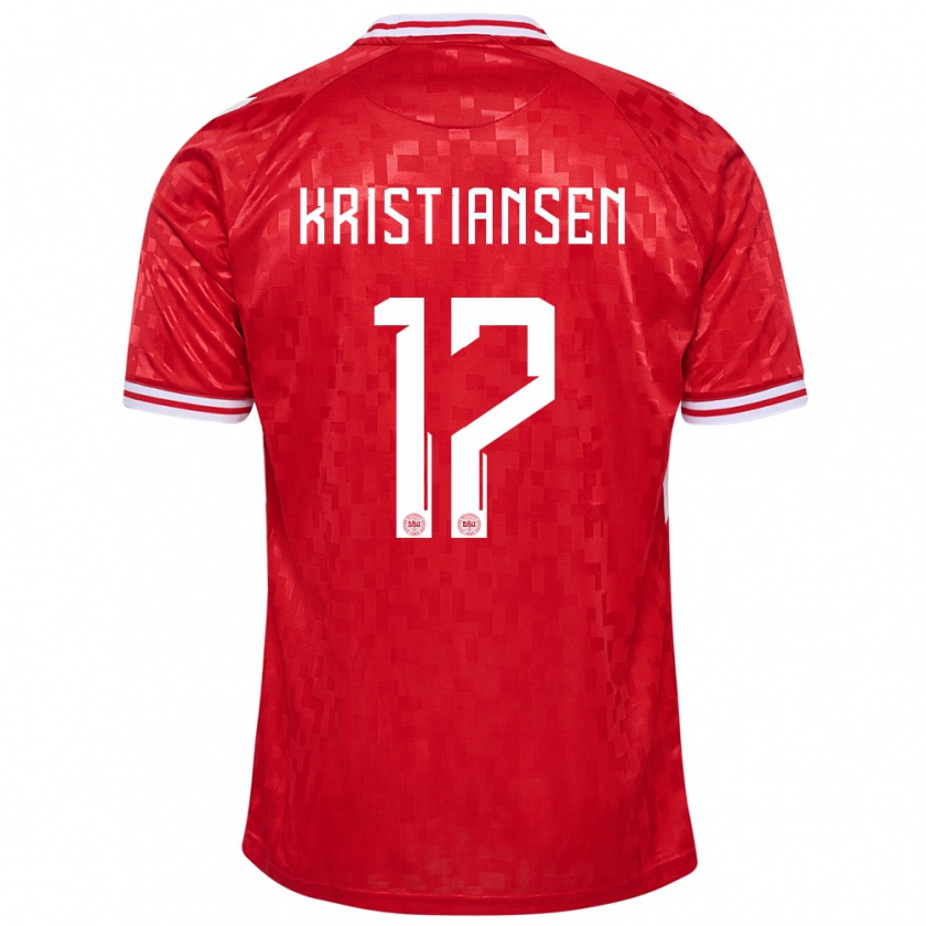 Kandiny Bambino Maglia Danimarca Victor Kristiansen #17 Rosso Kit Gara Home 24-26 Maglietta