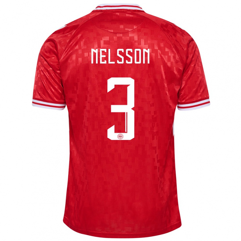 Kandiny Kinderen Denemarken Victor Nelsson #3 Rood Thuisshirt Thuistenue 24-26 T-Shirt