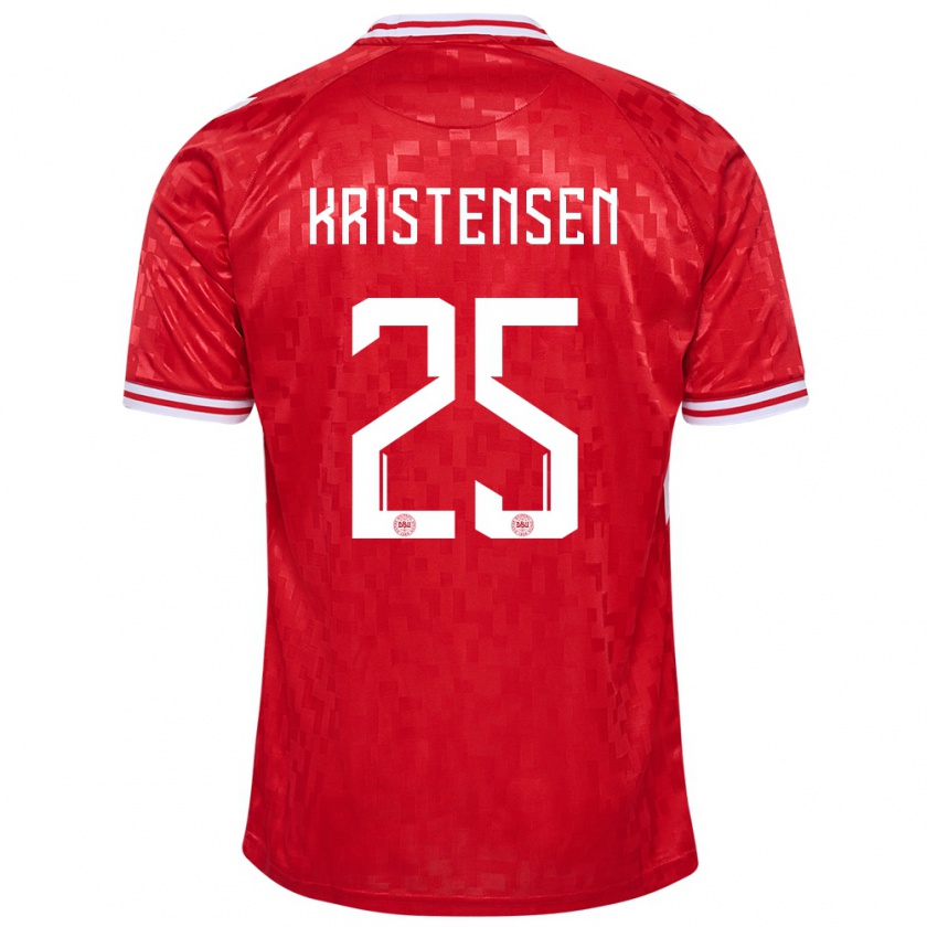 Kandiny Bambino Maglia Danimarca Rasmus Kristensen #25 Rosso Kit Gara Home 24-26 Maglietta