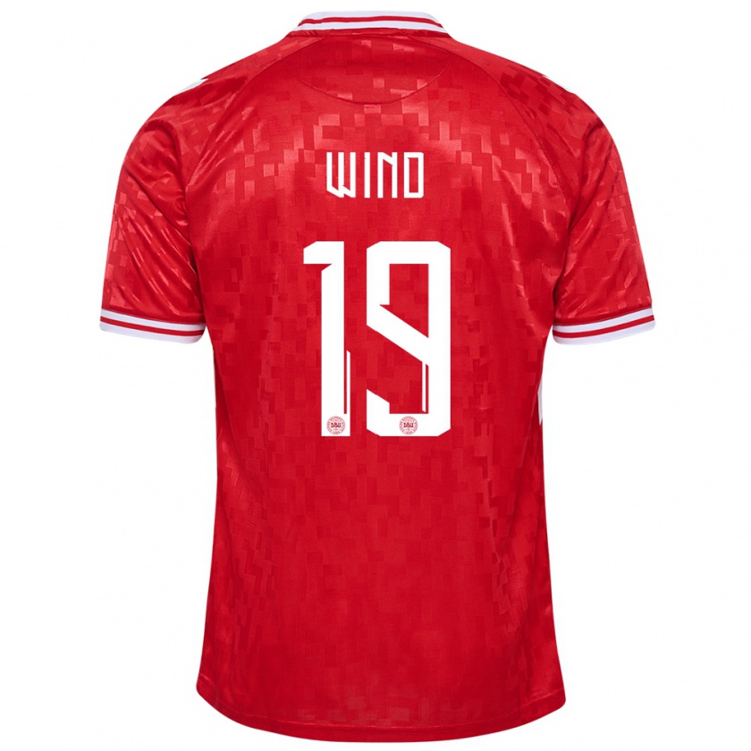 Kandiny Kinderen Denemarken Jonas Wind #19 Rood Thuisshirt Thuistenue 24-26 T-Shirt