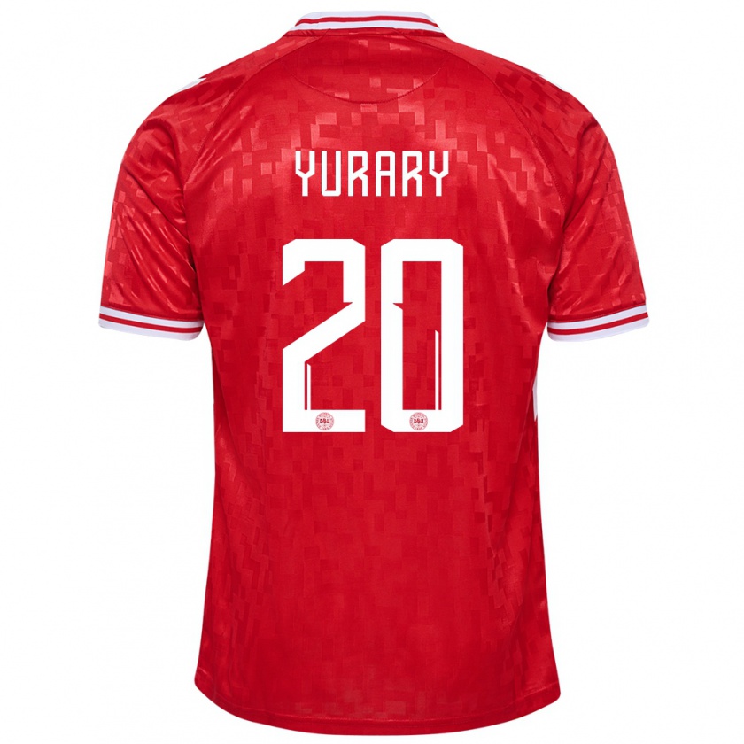 Kandiny Kinderen Denemarken Yussuf Poulsen #20 Rood Thuisshirt Thuistenue 24-26 T-Shirt