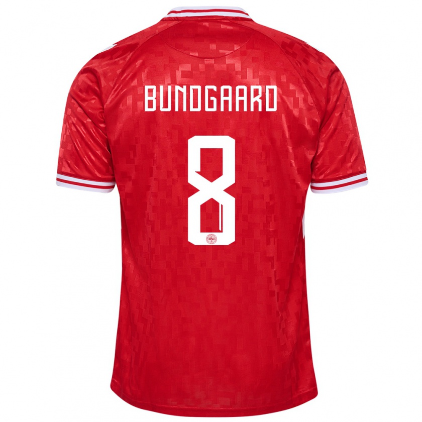 Kandiny Bambino Maglia Danimarca Filip Bundgaard #8 Rosso Kit Gara Home 24-26 Maglietta