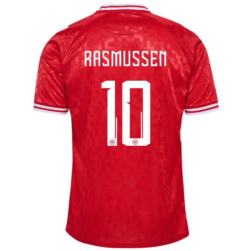 Kandiny Kinderen Denemarken Christian Rasmussen #10 Rood Thuisshirt Thuistenue 24-26 T-Shirt België