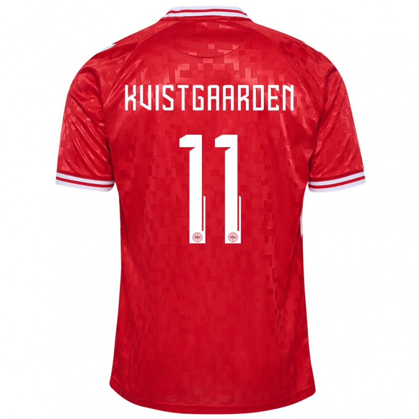 Kandiny Kinderen Denemarken Mathias Kvistgaarden #11 Rood Thuisshirt Thuistenue 24-26 T-Shirt België