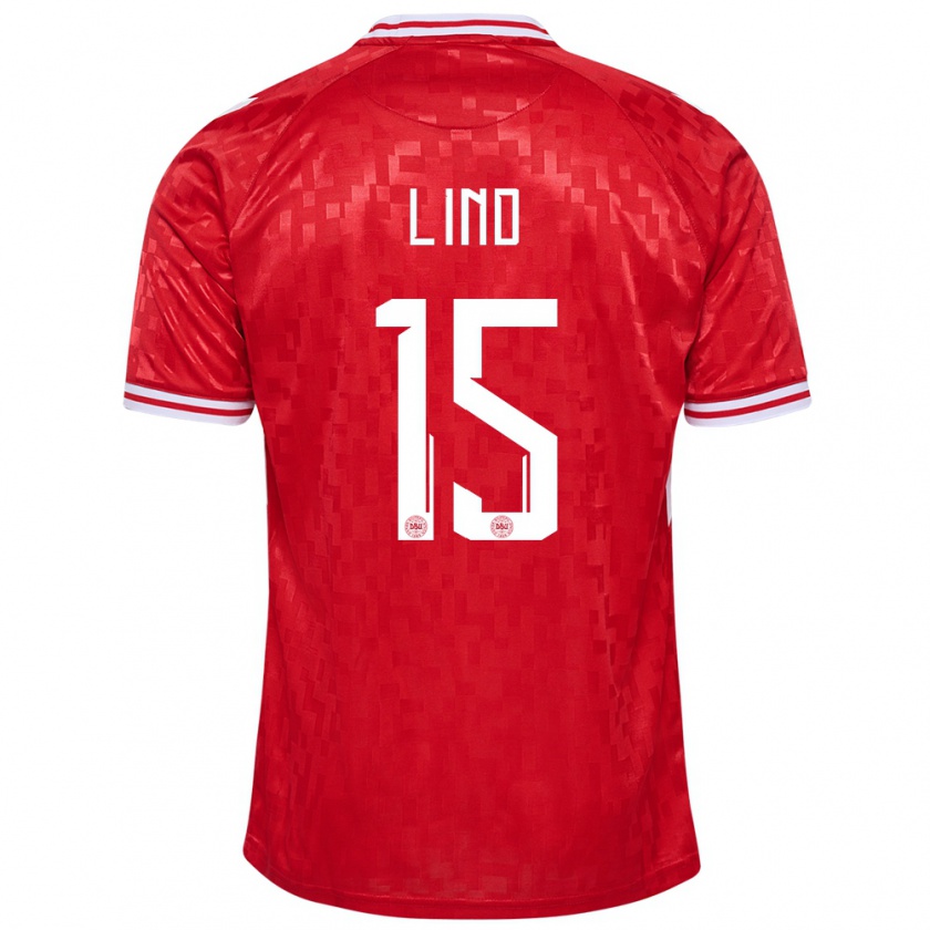 Kandiny Kinderen Denemarken Victor Lind #15 Rood Thuisshirt Thuistenue 24-26 T-Shirt