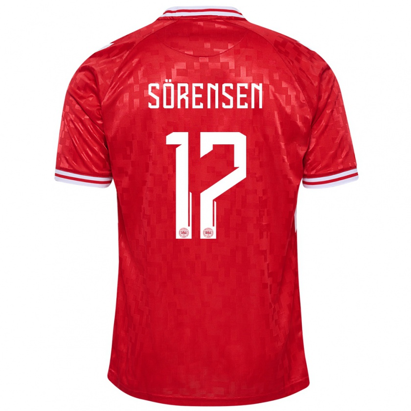 Kandiny Kinderen Denemarken Oliver Sörensen #17 Rood Thuisshirt Thuistenue 24-26 T-Shirt België