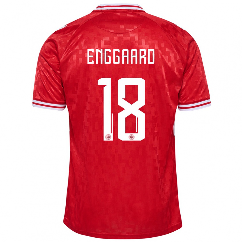 Kandiny Kinderen Denemarken Mads Enggaard #18 Rood Thuisshirt Thuistenue 24-26 T-Shirt België