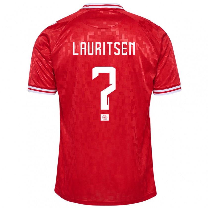 Kandiny Bambino Maglia Danimarca Mads Lauritsen #0 Rosso Kit Gara Home 24-26 Maglietta