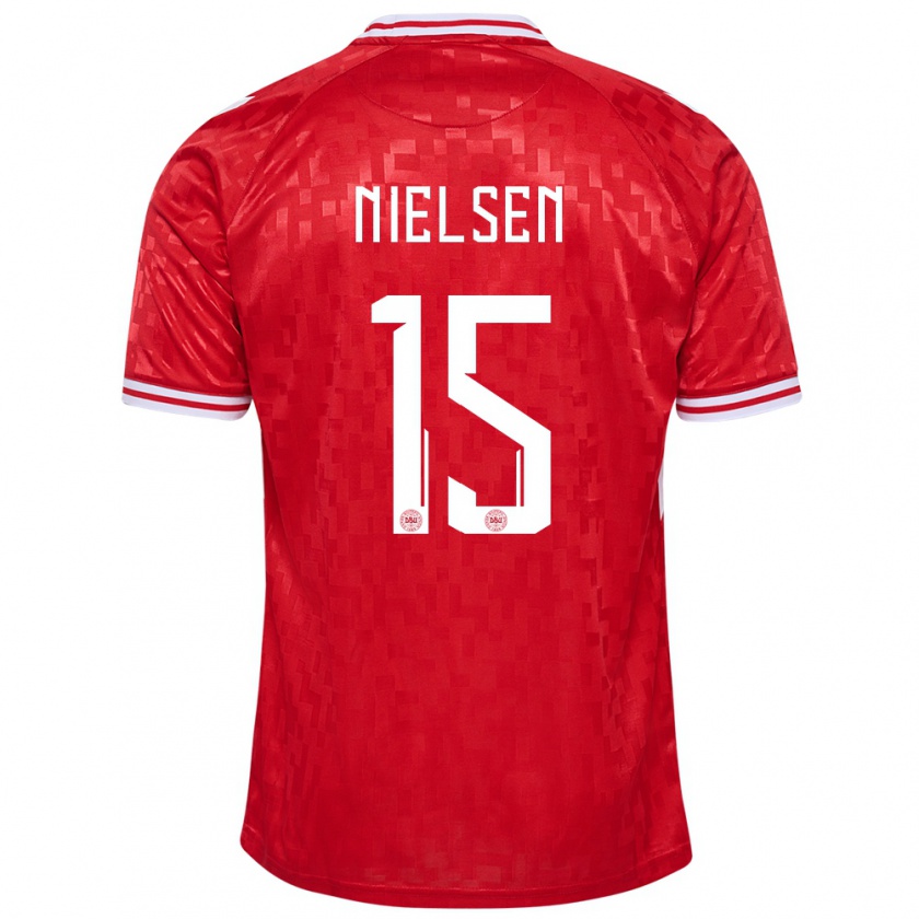 Kandiny Kinderen Denemarken Villads Nielsen #15 Rood Thuisshirt Thuistenue 24-26 T-Shirt België