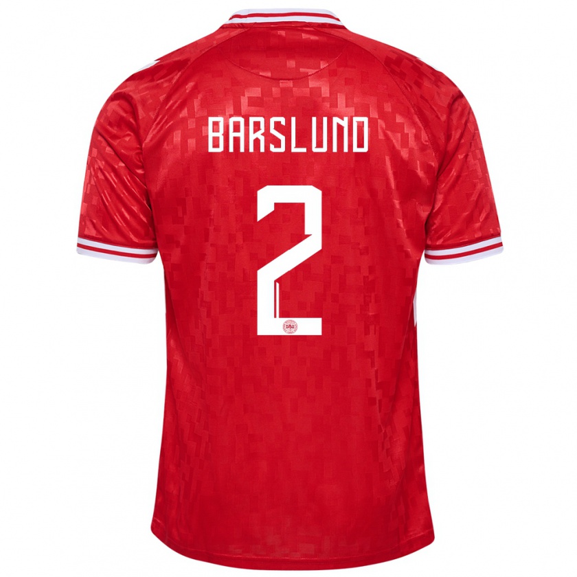 Kandiny Bambino Maglia Danimarca Kaare Barslund #2 Rosso Kit Gara Home 24-26 Maglietta