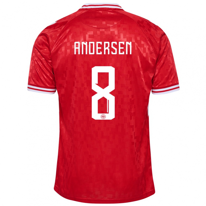 Kandiny Bambino Maglia Danimarca Silas Andersen #8 Rosso Kit Gara Home 24-26 Maglietta