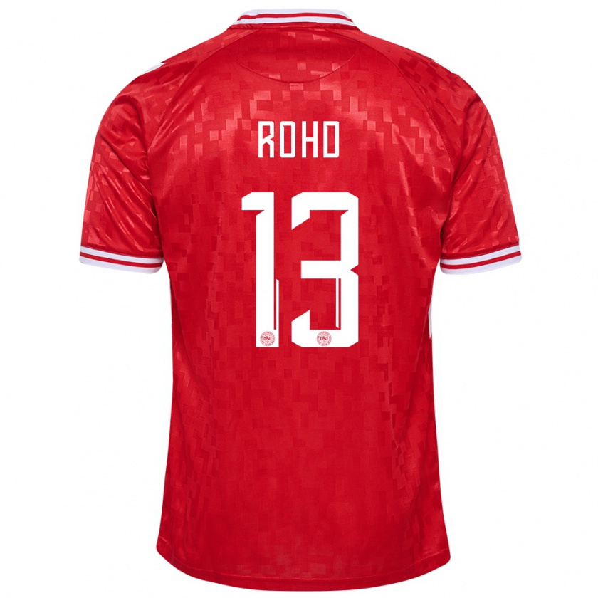 Kandiny Kinderen Denemarken Emil Rohd #13 Rood Thuisshirt Thuistenue 24-26 T-Shirt