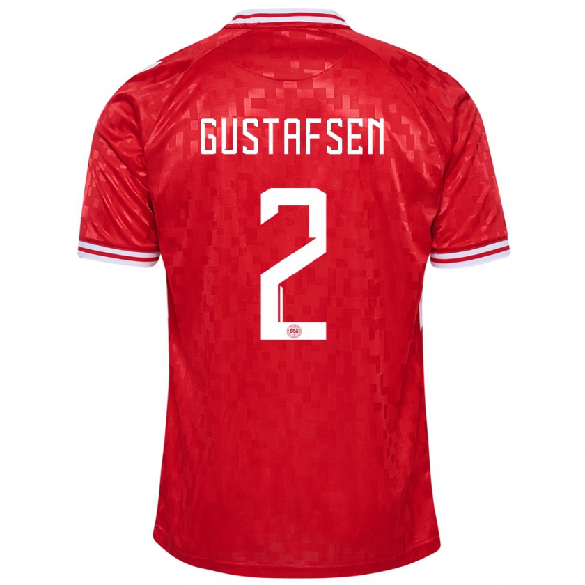 Kandiny Kinder Dänemark Victor Gustafsen #2 Rot Heimtrikot Trikot 24-26 T-Shirt Österreich