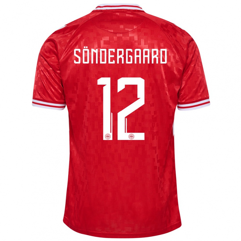 Kandiny Bambino Maglia Danimarca Philip Söndergaard #12 Rosso Kit Gara Home 24-26 Maglietta