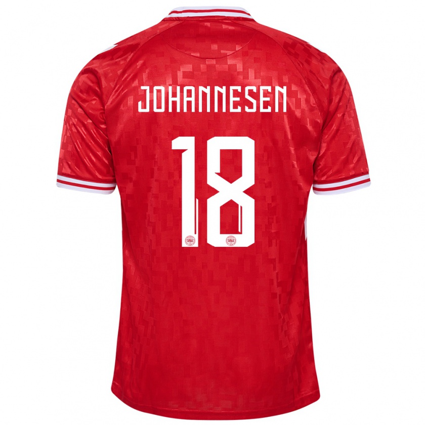 Kandiny Bambino Maglia Danimarca Sofus Johannesen #18 Rosso Kit Gara Home 24-26 Maglietta