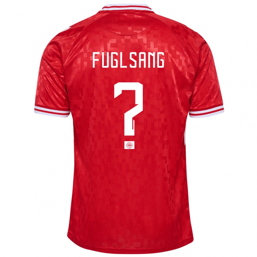 Kandiny Bambino Maglia Danimarca Adam Fuglsang #0 Rosso Kit Gara Home 24-26 Maglietta