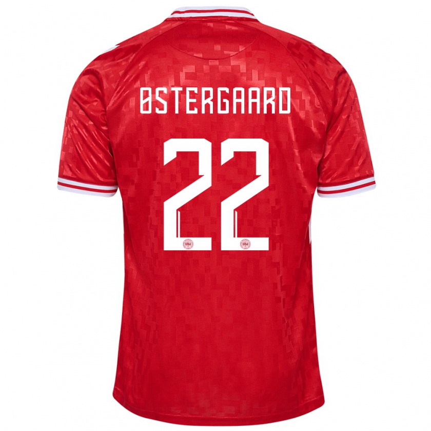 Kandiny Bambino Maglia Danimarca Maja Bay Østergaard #22 Rosso Kit Gara Home 24-26 Maglietta