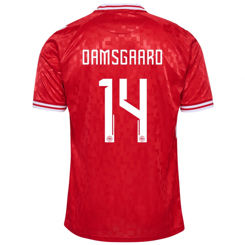 Kandiny Kinderen Denemarken Mikkel Damsgaard #14 Rood Thuisshirt Thuistenue 24-26 T-Shirt België