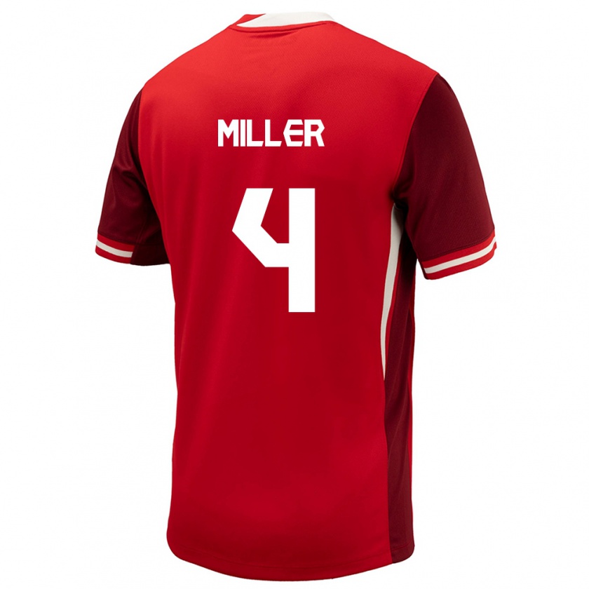 Kandiny Kinderen Canada Kamal Miller #4 Rood Thuisshirt Thuistenue 24-26 T-Shirt België