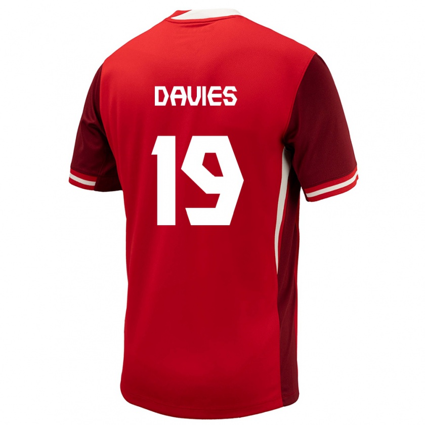 Kandiny Niño Camiseta Canadá Alphonso Davies #19 Rojo 1ª Equipación 24-26 La Camisa