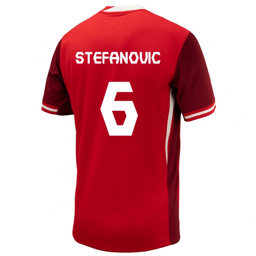 Kandiny Kinderen Canada Lazar Stefanovic #6 Rood Thuisshirt Thuistenue 24-26 T-Shirt België