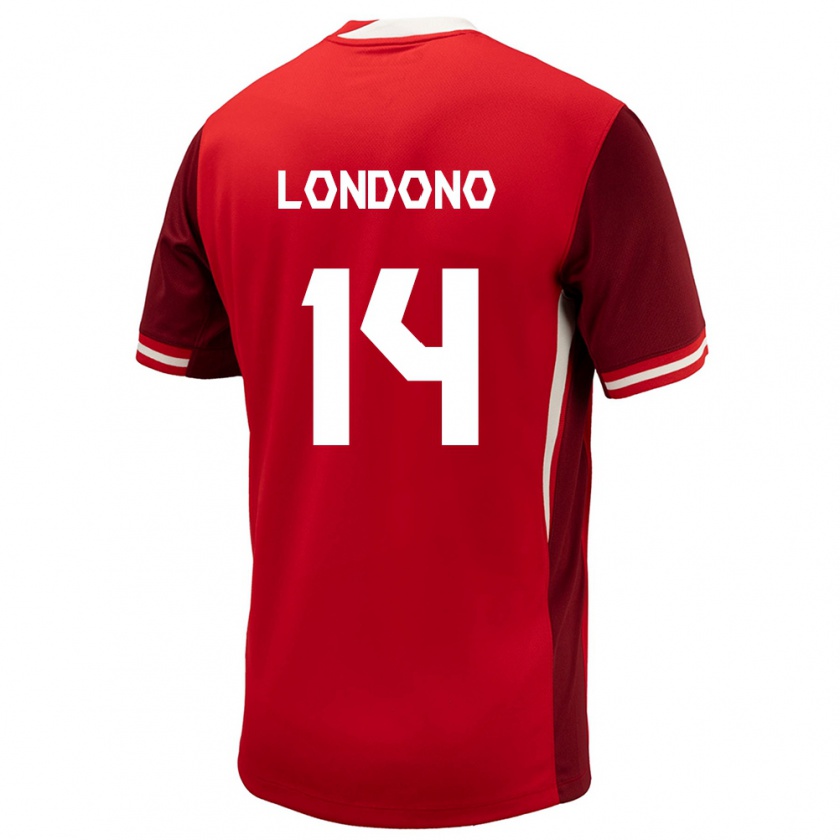 KandinyキッズカナダTyler Londono#14赤ホームシャツ24-26ジャージーユニフォーム