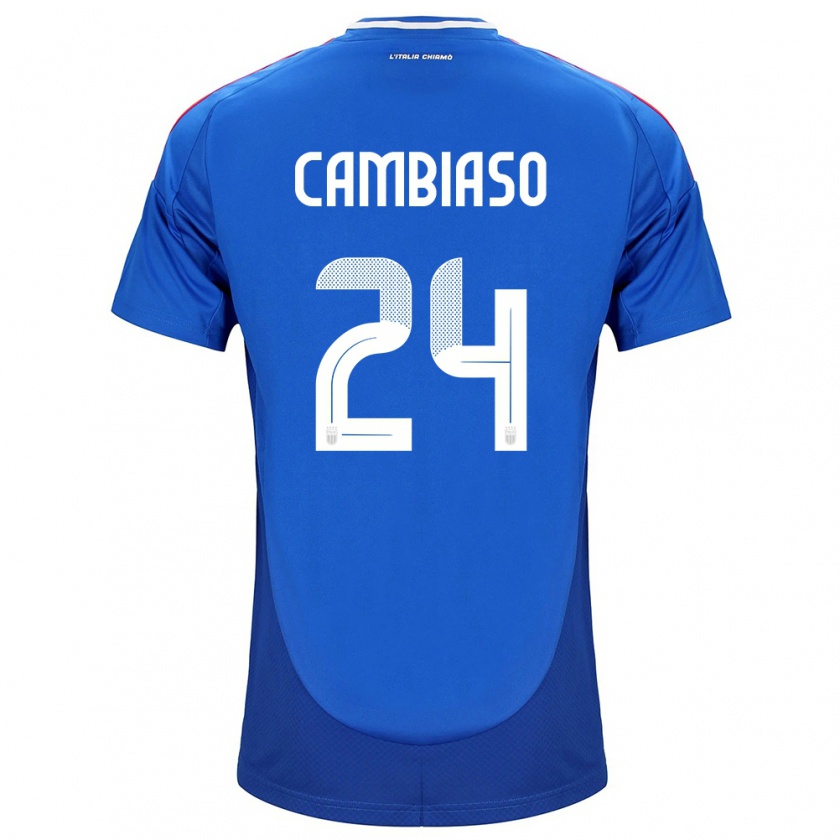 Kandiny Bambino Maglia Italia Andrea Cambiaso #24 Blu Kit Gara Home 24-26 Maglietta