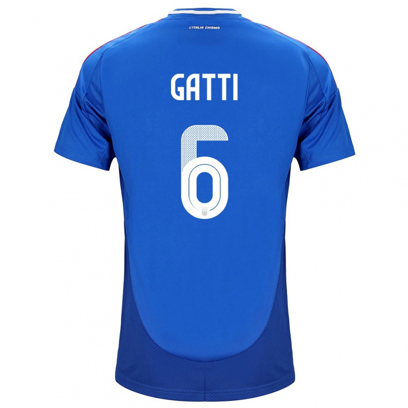 Kandiny Bambino Maglia Italia Federico Gatti #6 Blu Kit Gara Home 24-26 Maglietta