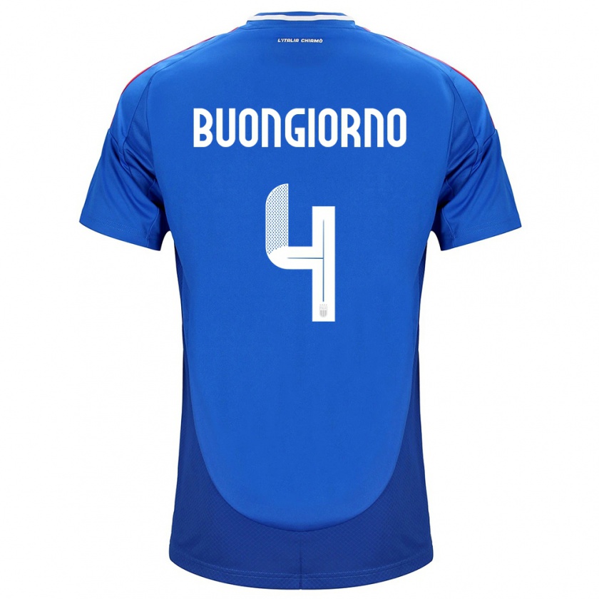 Kandiny Bambino Maglia Italia Alessandro Buongiorno #4 Blu Kit Gara Home 24-26 Maglietta