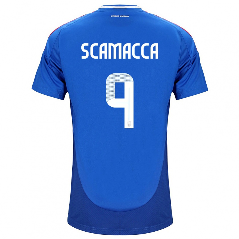 Kandiny Kinderen Italië Gianluca Scamacca #9 Blauw Thuisshirt Thuistenue 24-26 T-Shirt