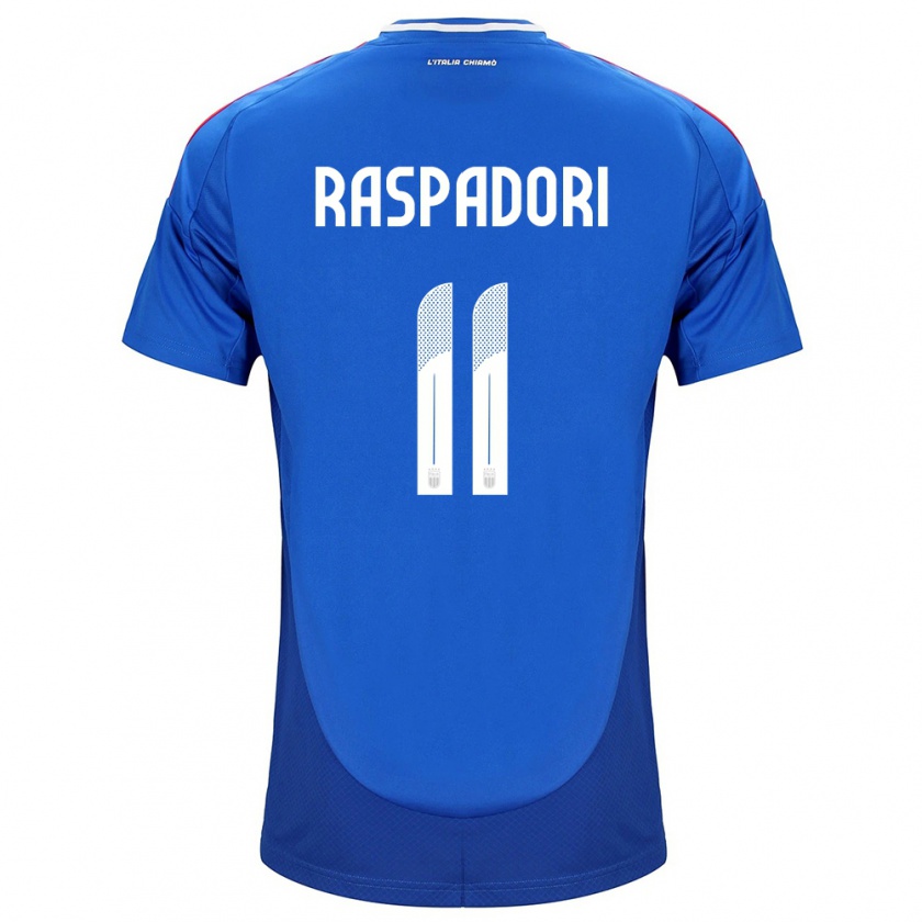 Kandiny Kinderen Italië Giacomo Raspadori #11 Blauw Thuisshirt Thuistenue 24-26 T-Shirt België