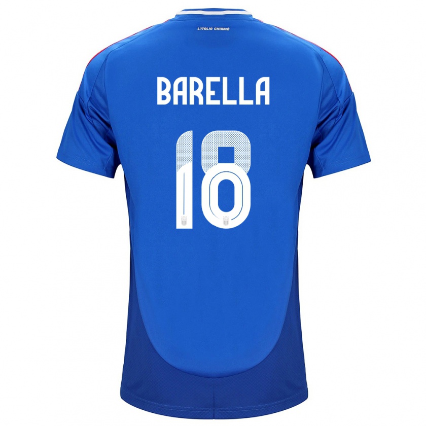 Kandiny Bambino Maglia Italia Nicolò Barella #18 Blu Kit Gara Home 24-26 Maglietta