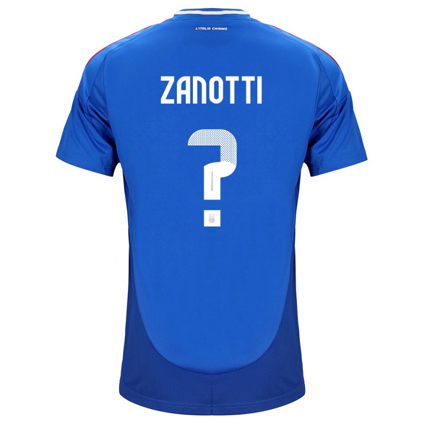 Kandiny Kinderen Italië Mattia Zanotti #0 Blauw Thuisshirt Thuistenue 24-26 T-Shirt