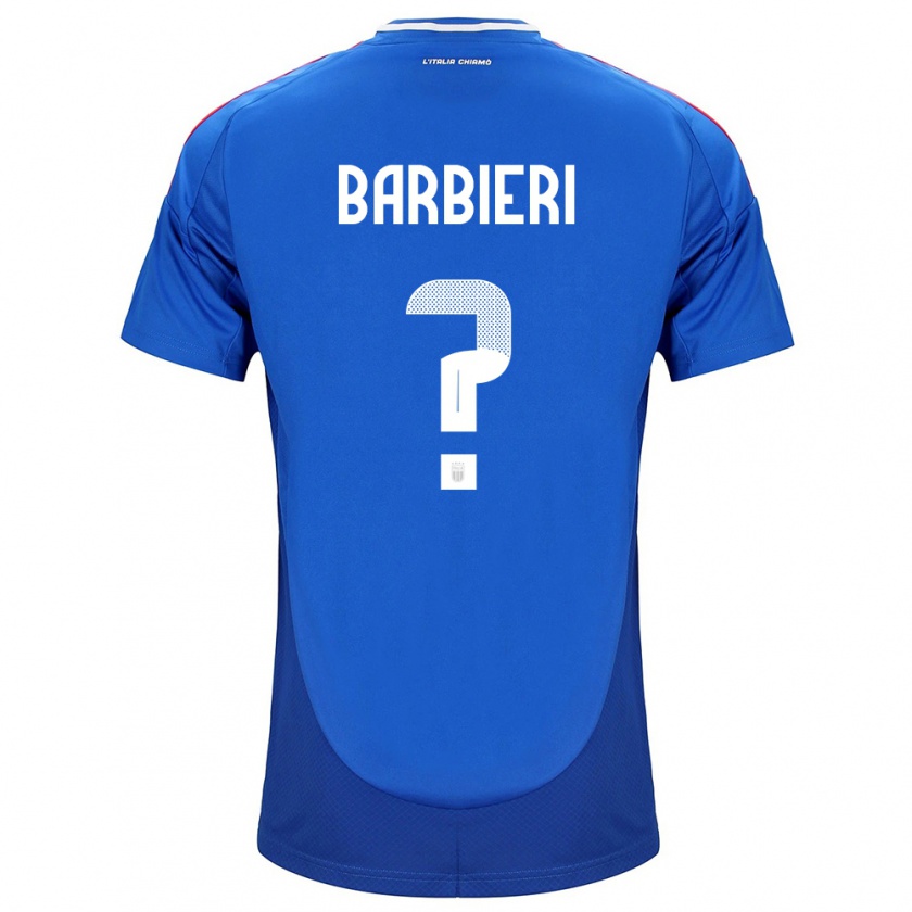 Kandiny Bambino Maglia Italia Tommaso Barbieri #0 Blu Kit Gara Home 24-26 Maglietta