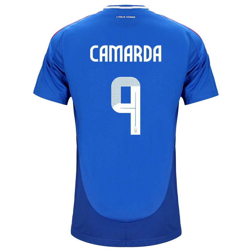 Kandiny Niño Camiseta Italia Francesco Camarda #9 Azul 1ª Equipación 24-26 La Camisa