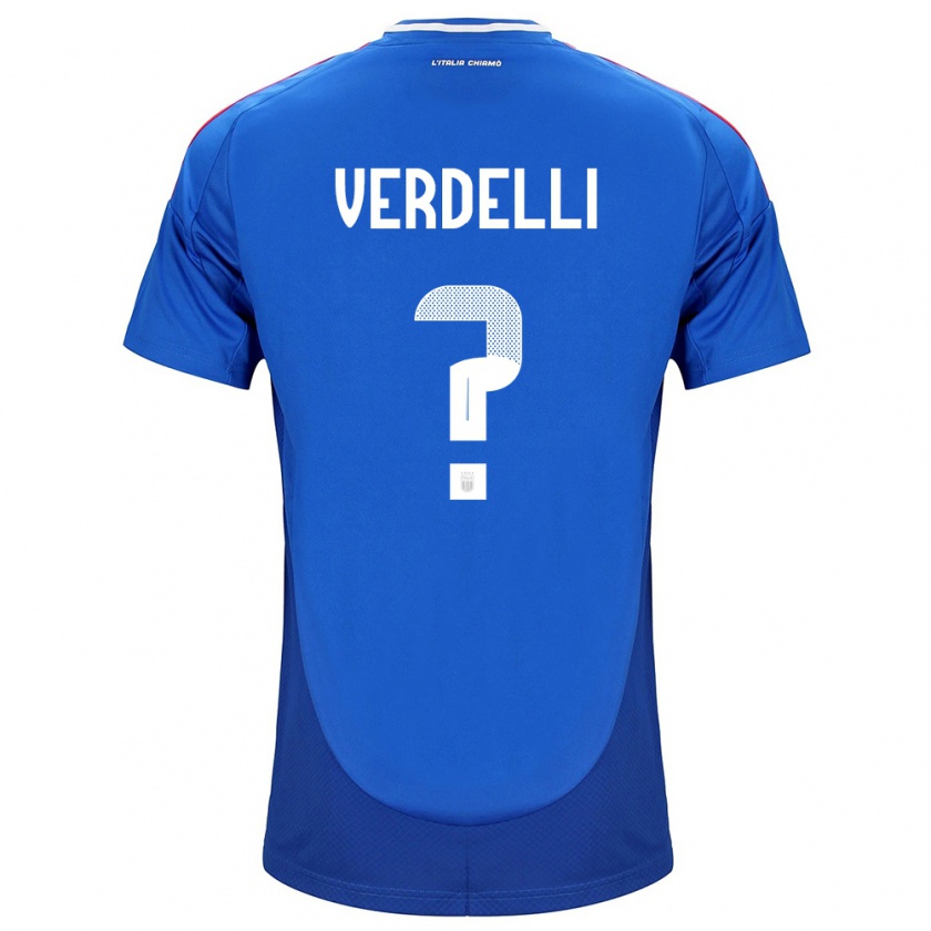 Kandiny Bambino Maglia Italia Davide Verdelli #0 Blu Kit Gara Home 24-26 Maglietta