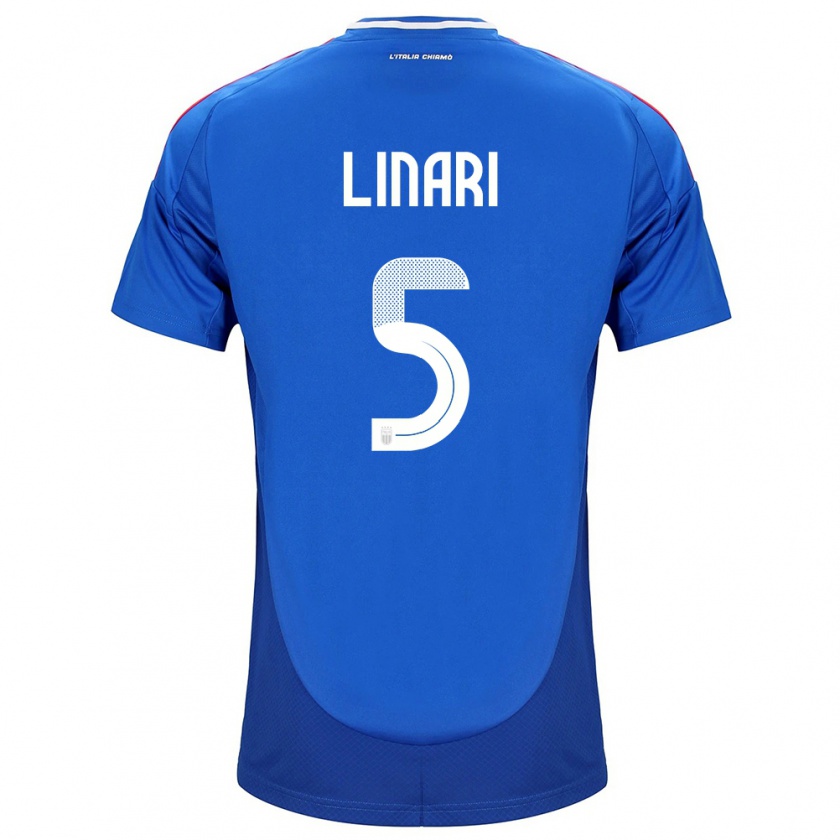 Kandiny Niño Camiseta Italia Elena Linari #5 Azul 1ª Equipación 24-26 La Camisa