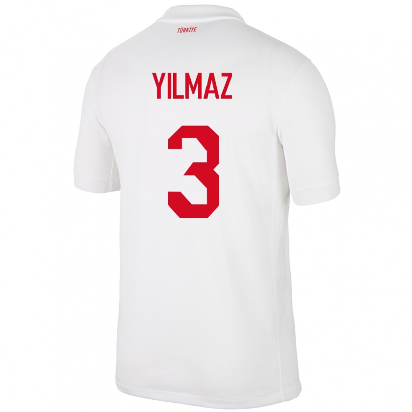 Kandiny Bambino Maglia Turchia Berkay Yılmaz #3 Bianco Kit Gara Home 24-26 Maglietta