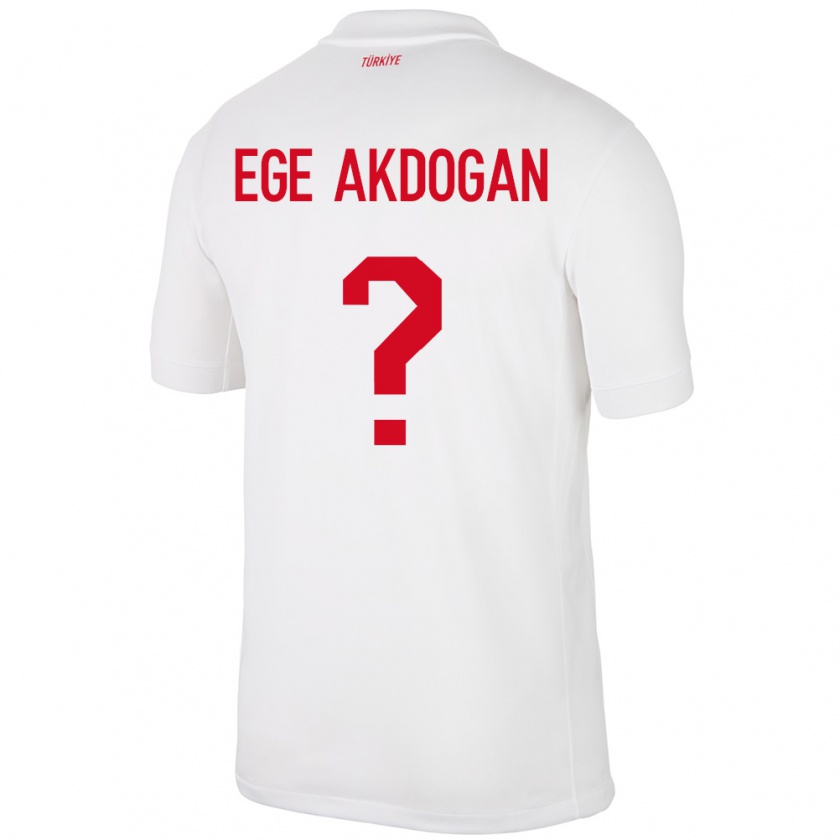 Kandiny Kinderen Turkije Hasan Ege Akdoğan #0 Wit Thuisshirt Thuistenue 24-26 T-Shirt