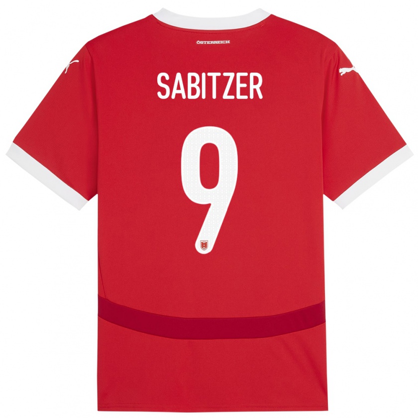 Kandiny Bambino Maglia Austria Marcel Sabitzer #9 Rosso Kit Gara Home 24-26 Maglietta