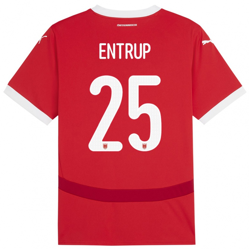 Kandiny Kinderen Oostenrijk Maximilian Entrup #25 Rood Thuisshirt Thuistenue 24-26 T-Shirt België