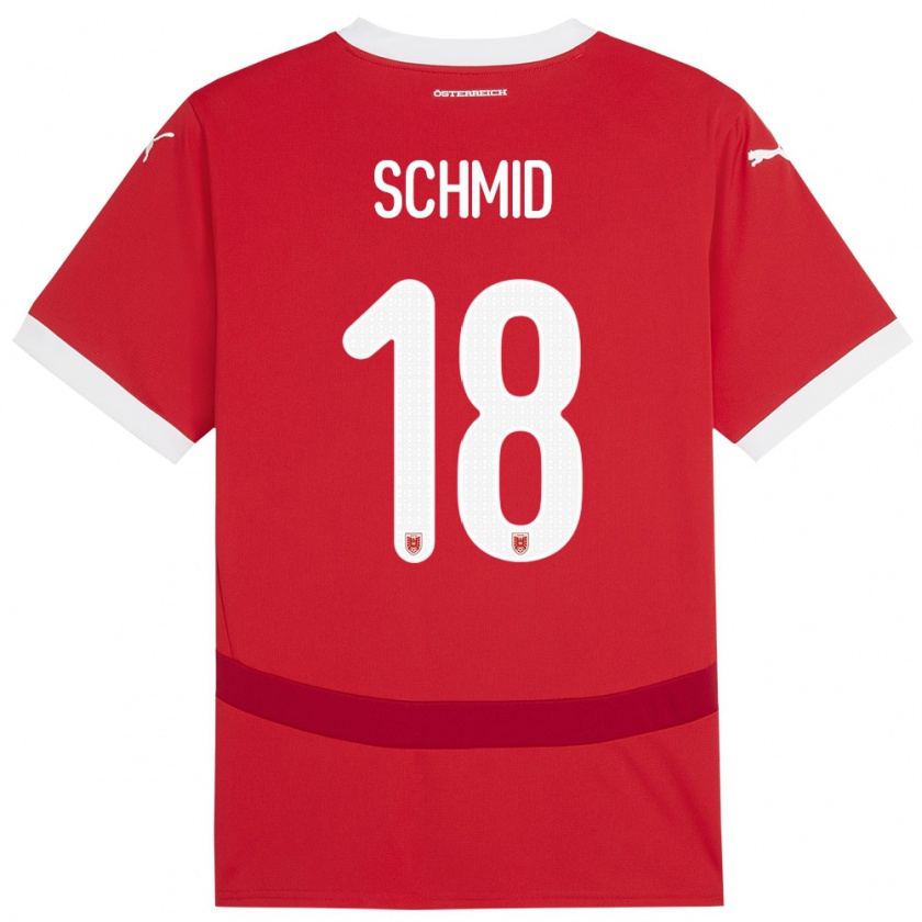 Kandiny Kinderen Oostenrijk Romano Schmid #18 Rood Thuisshirt Thuistenue 24-26 T-Shirt België