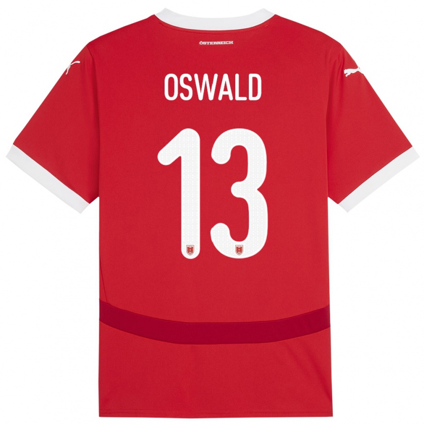 Kandiny Kinderen Oostenrijk Moritz Oswald #13 Rood Thuisshirt Thuistenue 24-26 T-Shirt